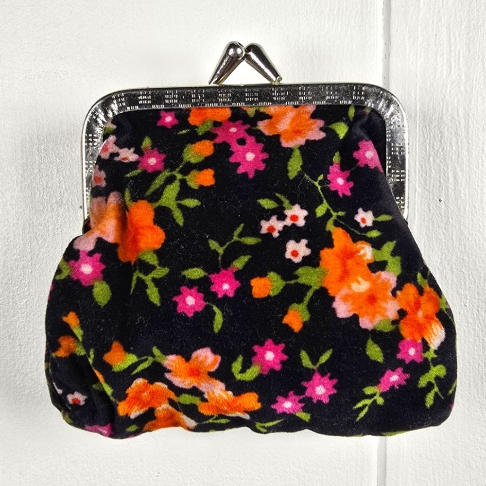 Vintage Velour Flower Coin Purse